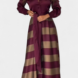 Дълга Ризова Рокля с Пояс на Принтове