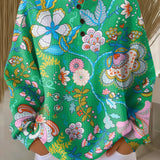 Елина | Пуловер с цветен етнически флорален принт