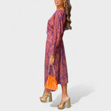 Весна - Миди рокля с V-образно деколте