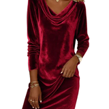 Фросина | Късметна кадифена рокля с свободен силует