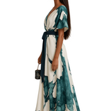 Найла | Дълга рокля с акварелен десен