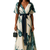 Найла | Дълга рокля с акварелен десен