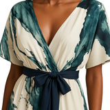 Найла | Дълга рокля с акварелен десен