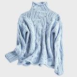 Мила - Дамски плетен пуловер с поло яка