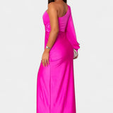 Андреа Асиметрична Рокля с Драпиране на Едно Рамо