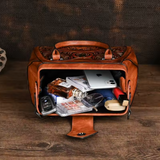 Флорина - Кожена Чанта с Гравиране и Цветен Модел