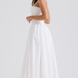 Макси рокля с тънки презрамки и цветен десен