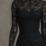 Вероника | Черна макси рокля с дантела