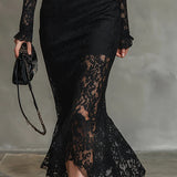 Вероника | Черна макси рокля с дантела