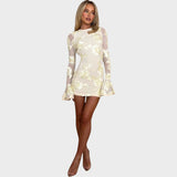 Ивана - Кратка цветна рокля с камбанести ръкави