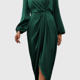 Андреа Елегантна Дълга Рокля с V-Изрез и Страничен Разрез