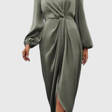 Андреа Елегантна Дълга Рокля с V-Изрез и Страничен Разрез