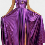 Бранимира Макси Рокля Металик с Преклоп и Разкроя