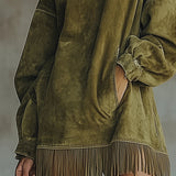 Боряна | Велурена рокля с висока яка и ресни