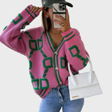 Модерен Плетен Жилетка с Геометричен Узор