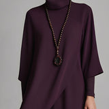 Ралица | Макси рокля в лилаво с висока яка и асиметрични плисета