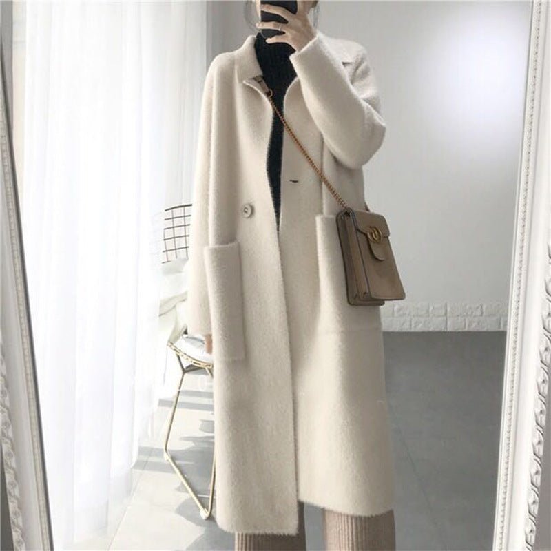 Cozy Women’s Mink Velvet Mid - Length Cardigan Jacket - ClovyRE