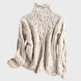 Мила - Дамски плетен пуловер с поло яка