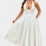 Миди Рокля с Отворен Гръб и Корсетен Дизайн