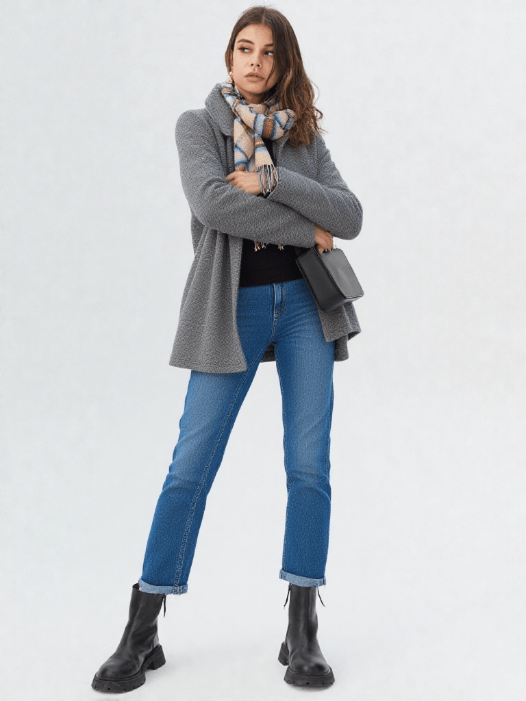 Elegant Wool Blend Mid - Length Coat - ClovyRE