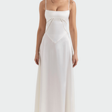 Сатенена макси рокля с тънки презрамки