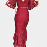 Ксения Миди Рокля от Дантела с Деколте във Формата на Сърце