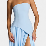 Райна Макси Рокля без Ръкави от Шифон с Боков Разрез