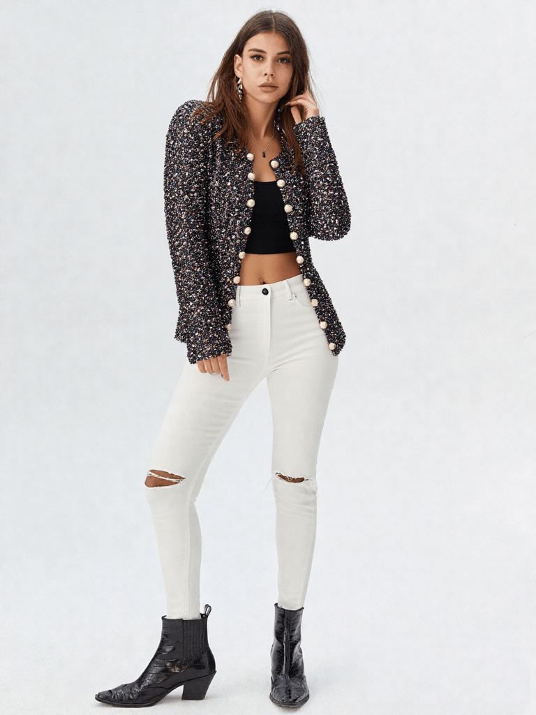 Luxe Shimmer Pearl Blazer - ClovyRE