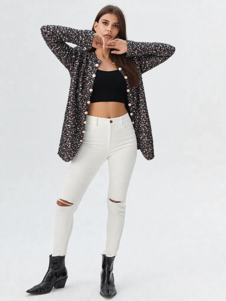 Luxe Shimmer Pearl Blazer - ClovyRE