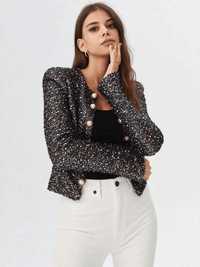Luxe Shimmer Pearl Blazer - ClovyRE