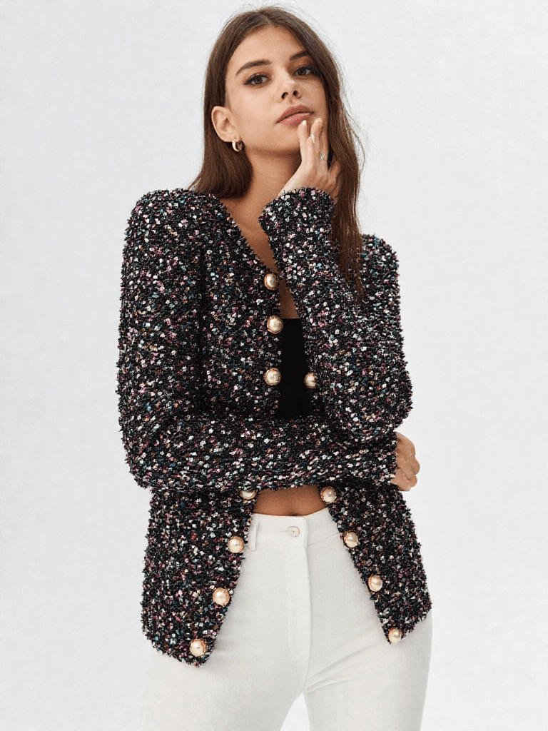 Luxe Shimmer Pearl Blazer - ClovyRE