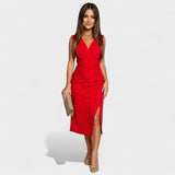 Лея - Миди рокля с разрез