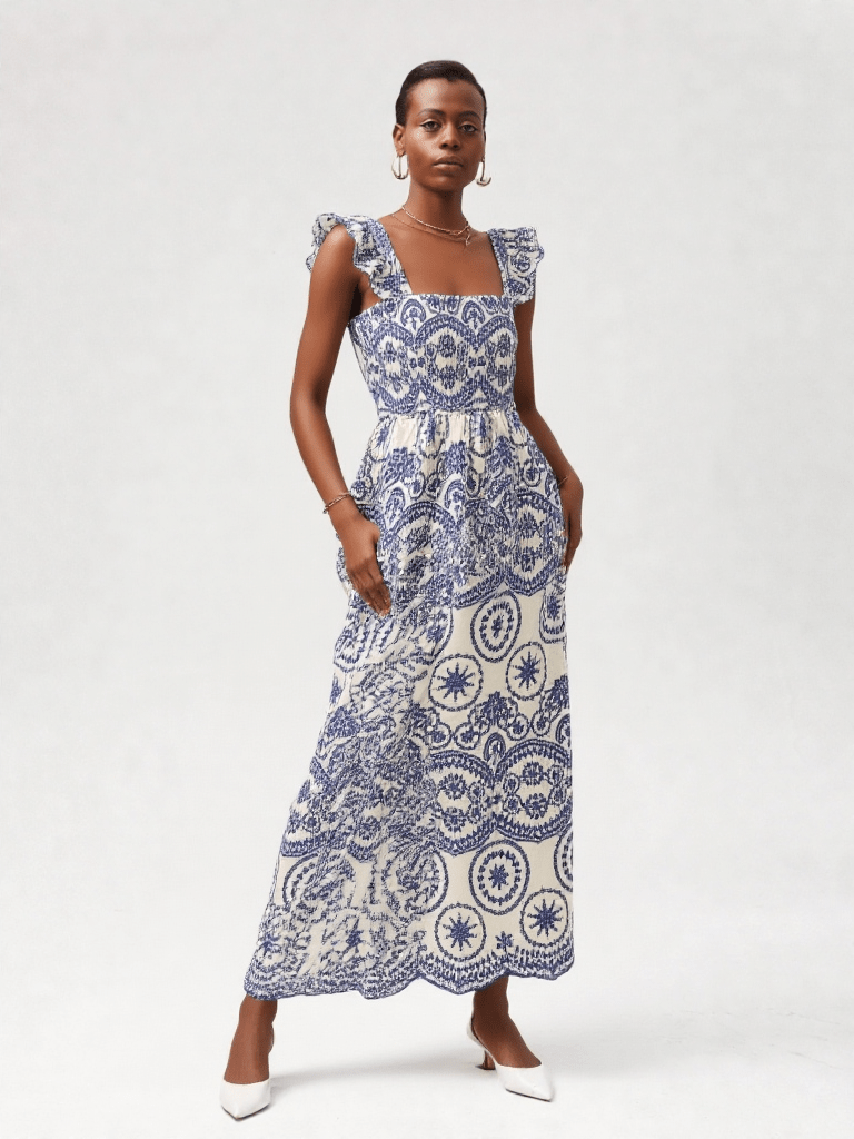 Spanish Hollow Embroidery Dress - ClovyRE