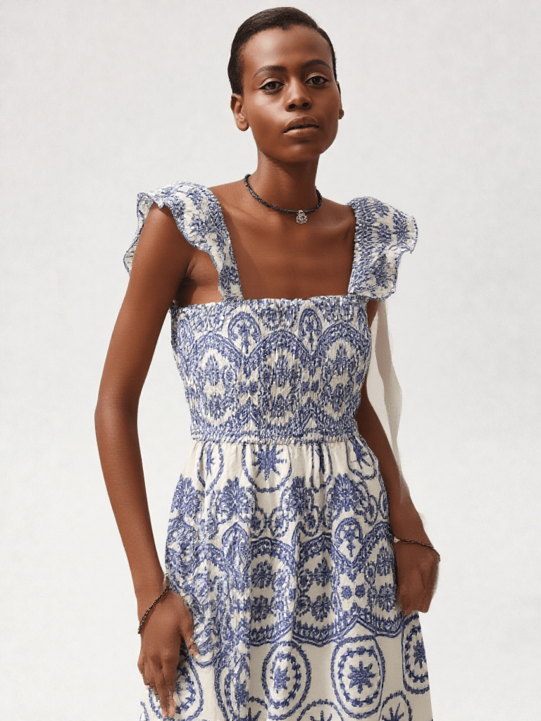 Spanish Hollow Embroidery Dress - ClovyRE
