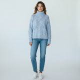 Мила - Дамски плетен пуловер с поло яка