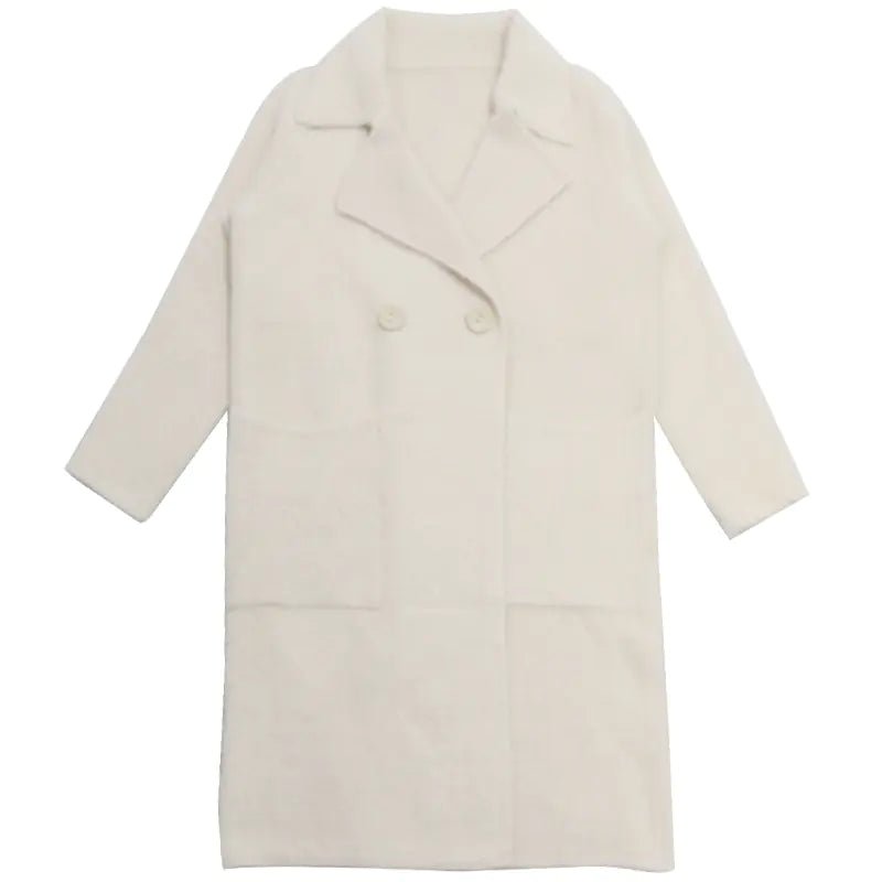 Women's Mid - length Loose Mink Velvet Cardigan Coat - ClovyRE